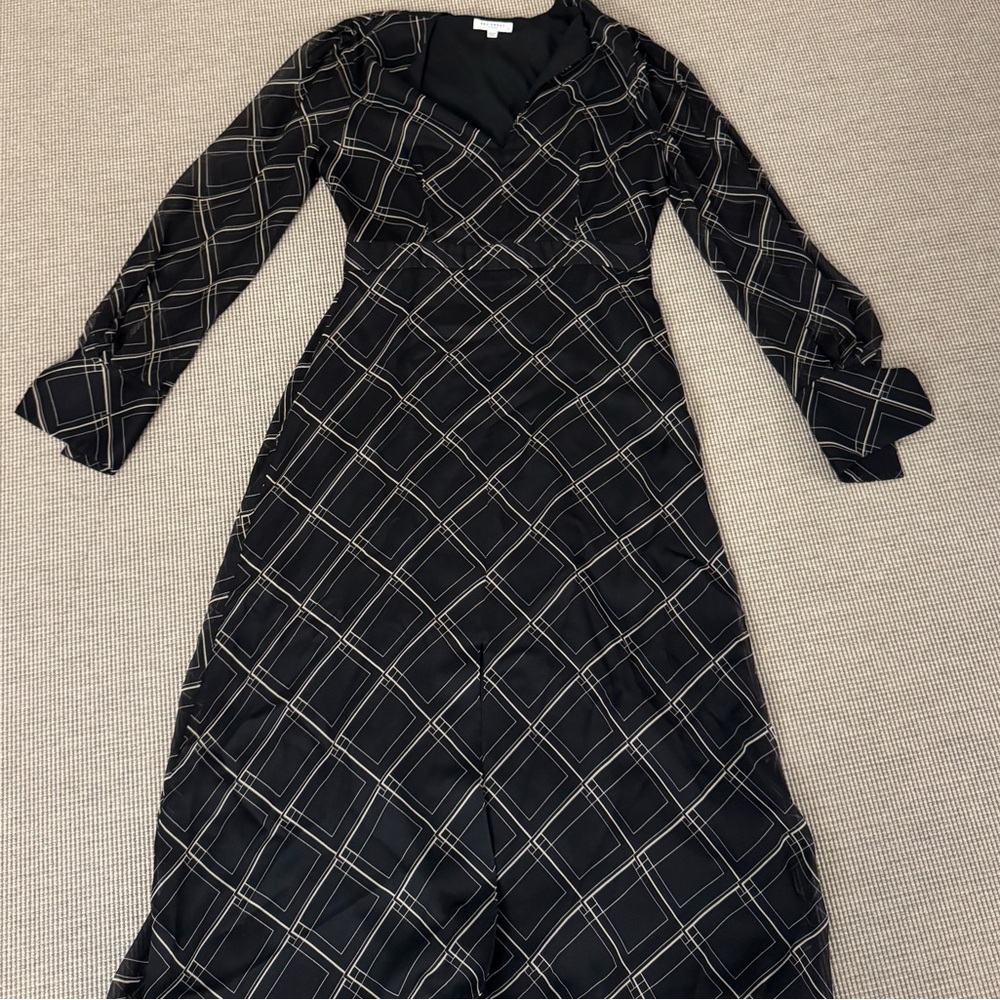 Equipment Black Checkered Long Sleeve Dress
